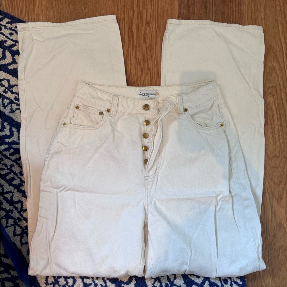 Heavy Manners White Straight Leg Baggy Denim